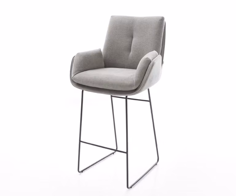 DELIFE Barstoel Clea-Flex modern grijs met zwart metalen sledepootframe