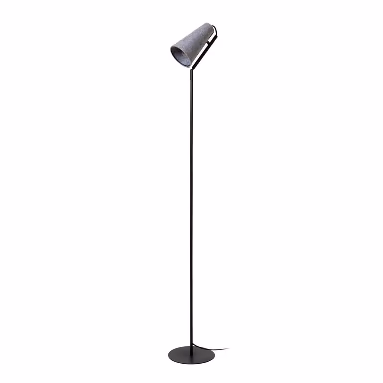 Lucide Bensen minimalistische vloerlamp met vilt conische kap, grijs/zwart, Hoogte: 152 cm