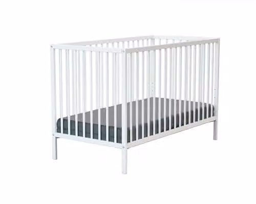 Webaby Babybed van massief hout in wit met spijlen en verstelbare lattenbodem, B/D/H: 124 x 64,5 x 82 cm