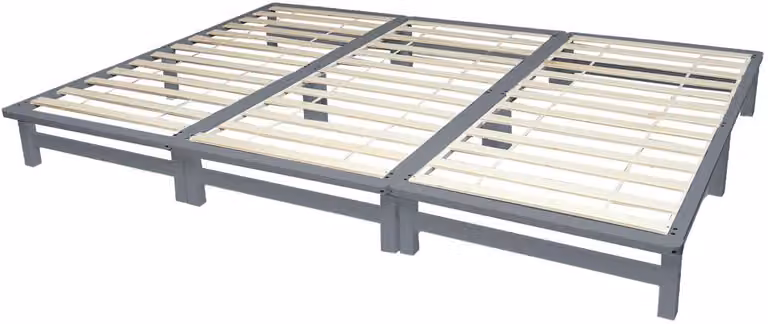 Homestyle4u Familiebed van massief grenenhout met lattenbodem, Grijs, B/D/H: 270 x 200 x 28 cm