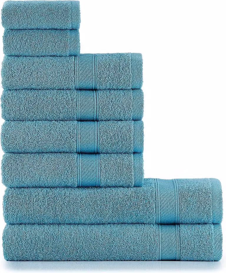 Nottoc Handdoekenset Turquoise van Katoen met Hangers - 2 Badhanddoeken (70 x 140 cm), 4 Handdoeken (50 x 90 cm) en 2 Gastendoekjes (30 x 50 cm)