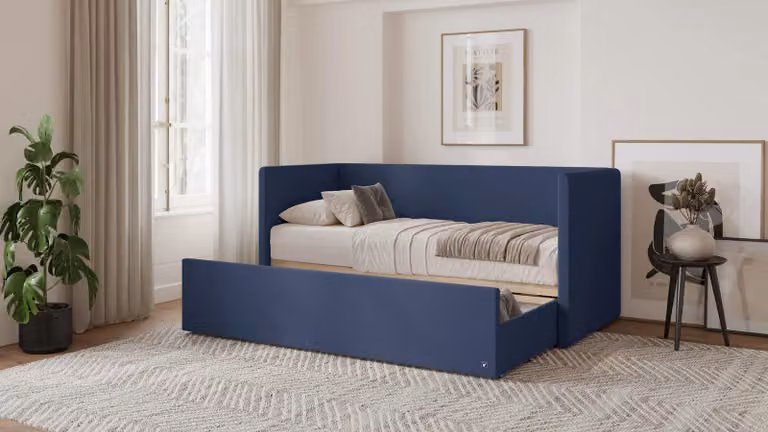 BRUNO logeerbed Blauw met matras en lattenbodem B/D/H: 80 x 200 cm