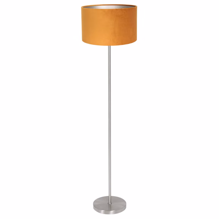 Steinhauer Vloerlamp Noor modern met textiele kap en metalen voet, goud/messing of chroom, Hoogte: 134 cm, Breedte: 20 cm
