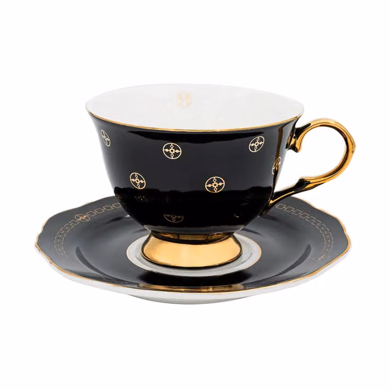 Hilke Collection Anima Gemella Nero koffiekop met schotel, 22 cl