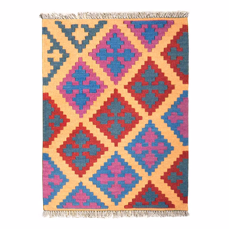 home24 Kelim Gashgai laagpolig vloerkleed beige multicolleur wol B: 67 cm, H: 89 cm