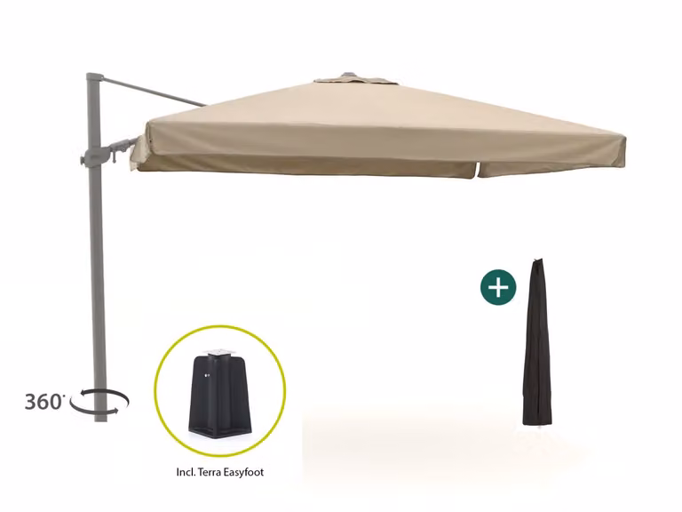 Shadowline Miami Parasol met hoes, vierkant, 300 x 300 cm