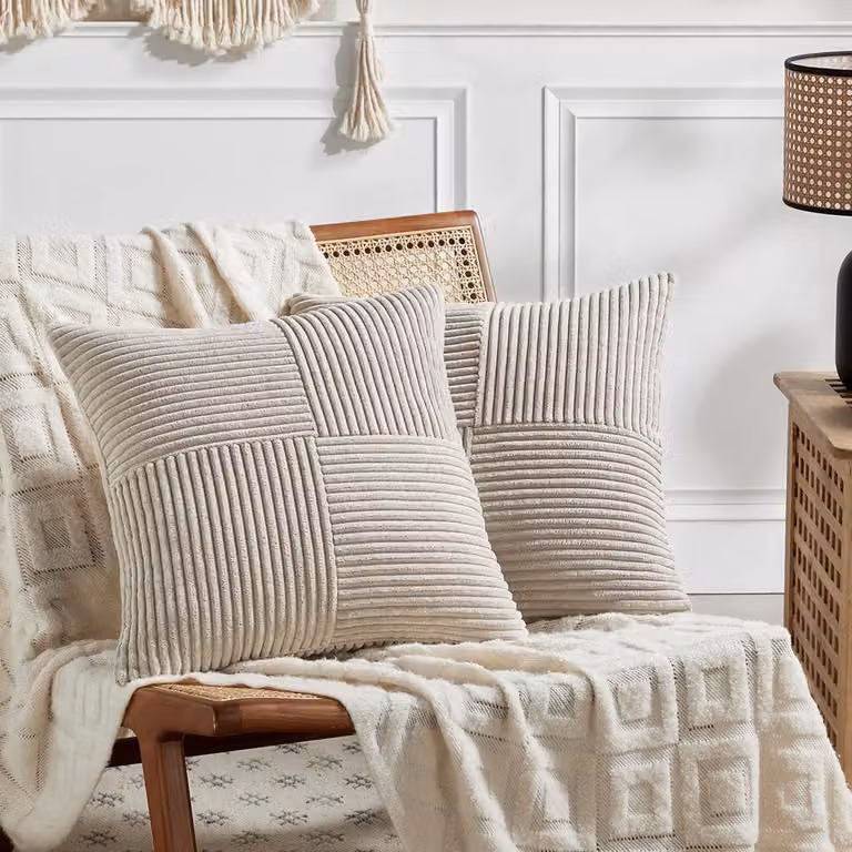 Ibenzoa Set van 2 Zachte Corduroy Kussenslopen, 40x40 cm - Modern & Rustiek Decor
