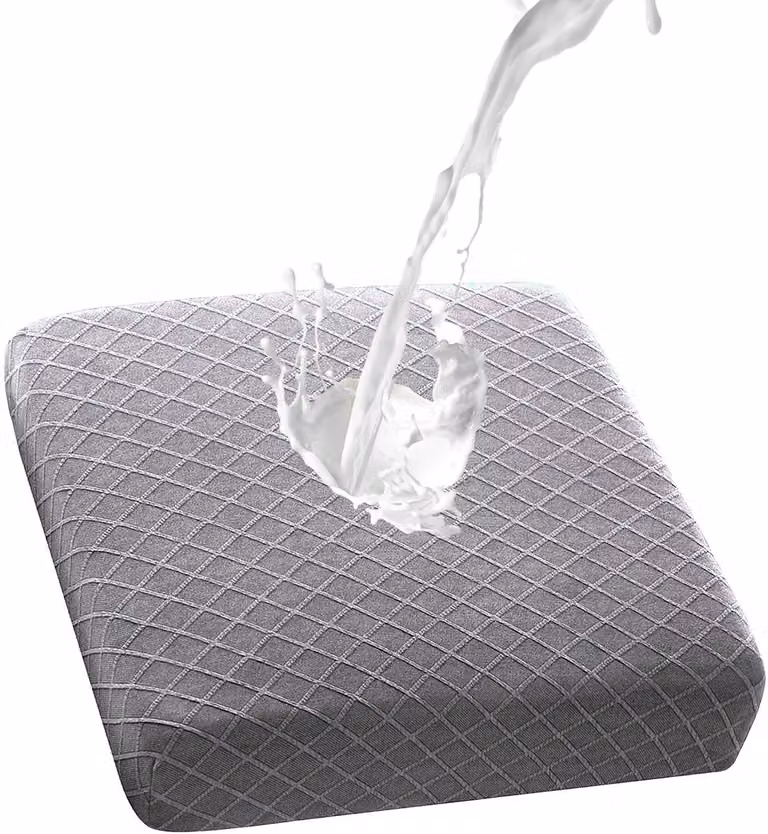 Set van 2 jacquard kussenhoezen voor de sofa, spatwaterdicht en vuilafstotend, lichtgrijs