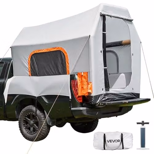 VEVOR Opblaasbare Pick-up Tent voor Bestelwagens, Waterdicht met Geventileerde Netramen, Inclusief Luchtpomp, B/D/H: 219 x 165 x 183 cm