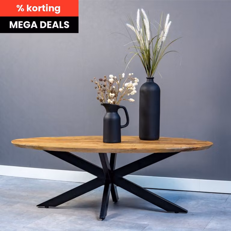 Mahom Vicenza Salontafel Ovaal - Mangohout en Metaal - Industrieel