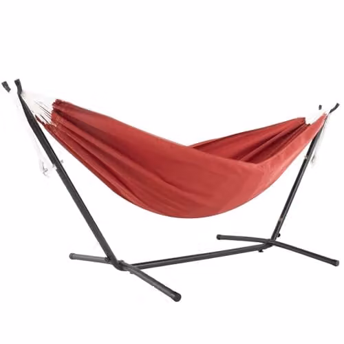 Vivere Dubbele Sunbrella Hangmat met Standaard - Crimson
