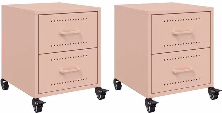 vidaXL Nachtkastjes 2 stuks - Staal - Roze - B: 36 cm, D: 39 cm, H: 43,5 cm