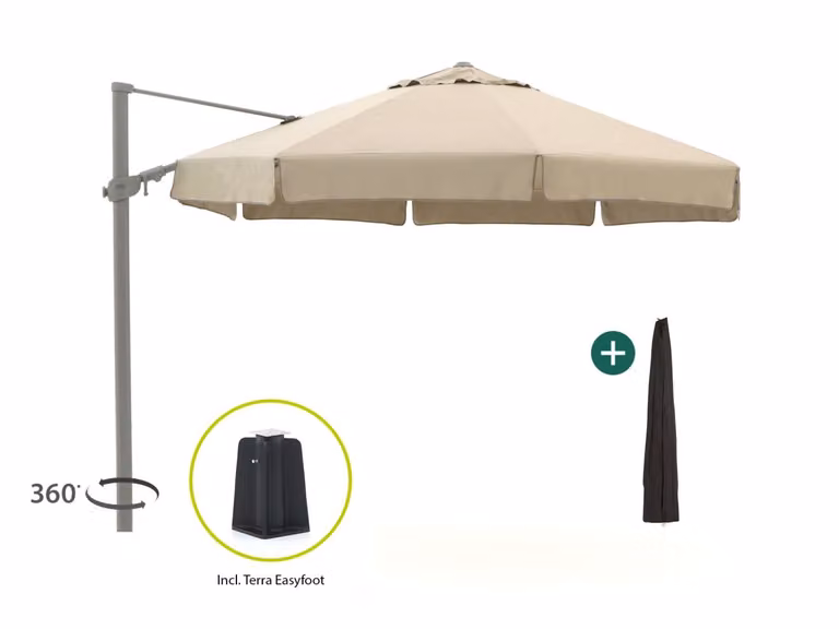 Shadowline Miami Parasol Beige - Rond - 350 cm - Inclusief hoes