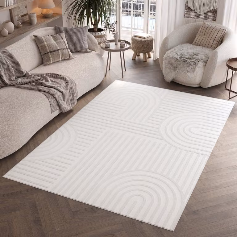 Tapiso Hygge Vloerkleed Creme Geometrisch Modern Tapijt B/D: 120 x 170 cm