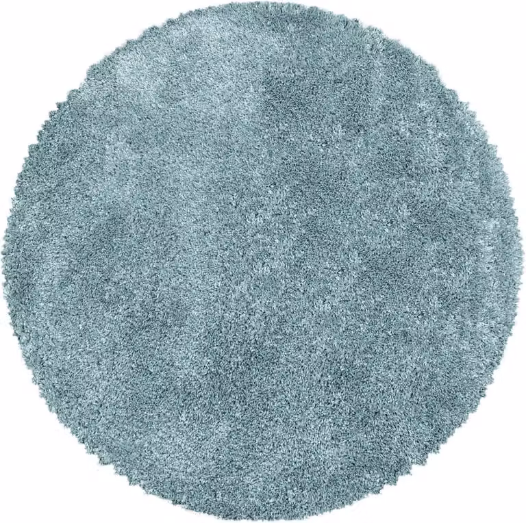 Rond Hoogpolig Vloerkleed Blauw van Polyester - Modern Tapijt voor Woonkamer en Slaapkamer