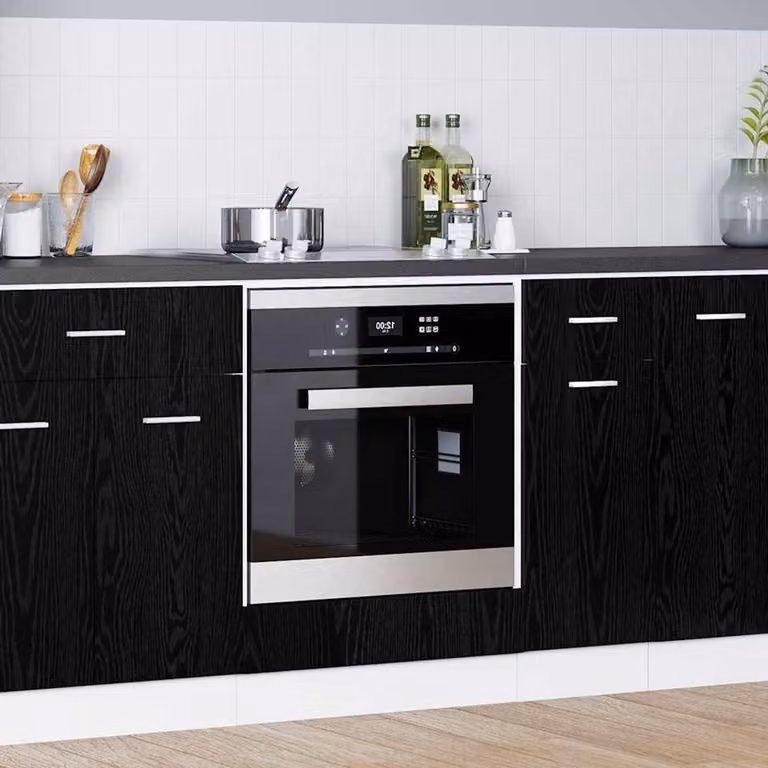 Ovenkast Keuken in Zwart Eikenlook - B/D/H: 60 x 46 x 81,5 cm