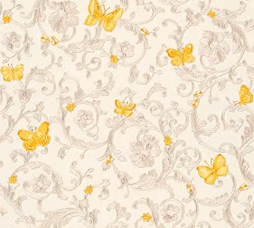 A.S. Création Vliesbehang Abstract Floral Glamour Geel B: 70 cm, L: 1005 cm