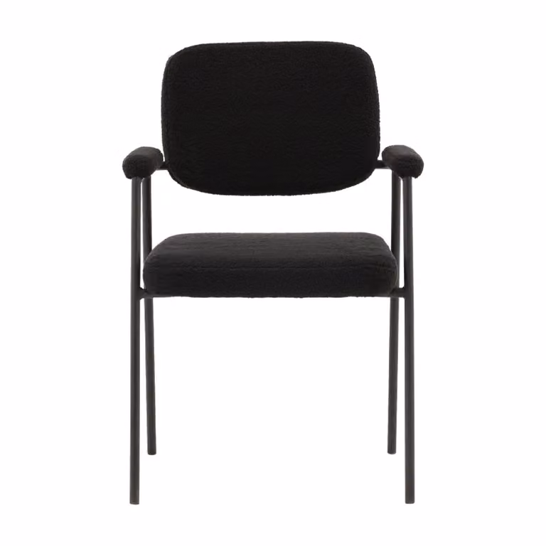 QUVIO Eetkamerstoelen set van 2 - Zwart Bouclé - Scandinavisch Design