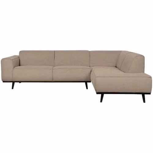 home24 Sandrib Hoekbank beige bouclé met ottoman, rechts, B: 274 cm, D: 77 cm, H: 210 cm