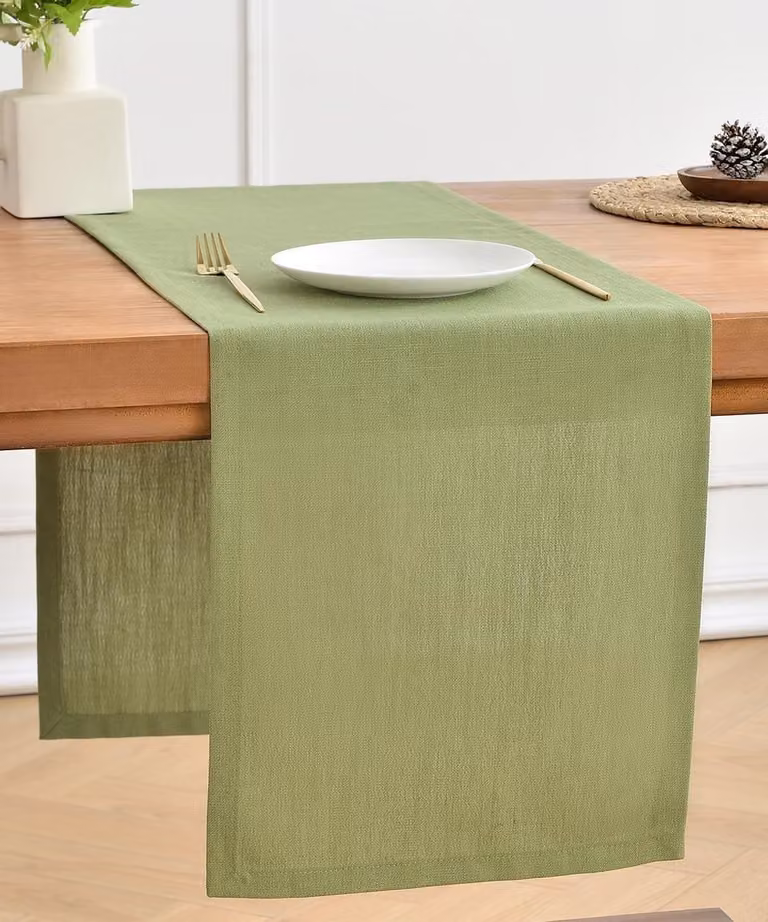 SnelShoppen Luxe Tafelrunner van Linnen in Sage Green, 275 cm