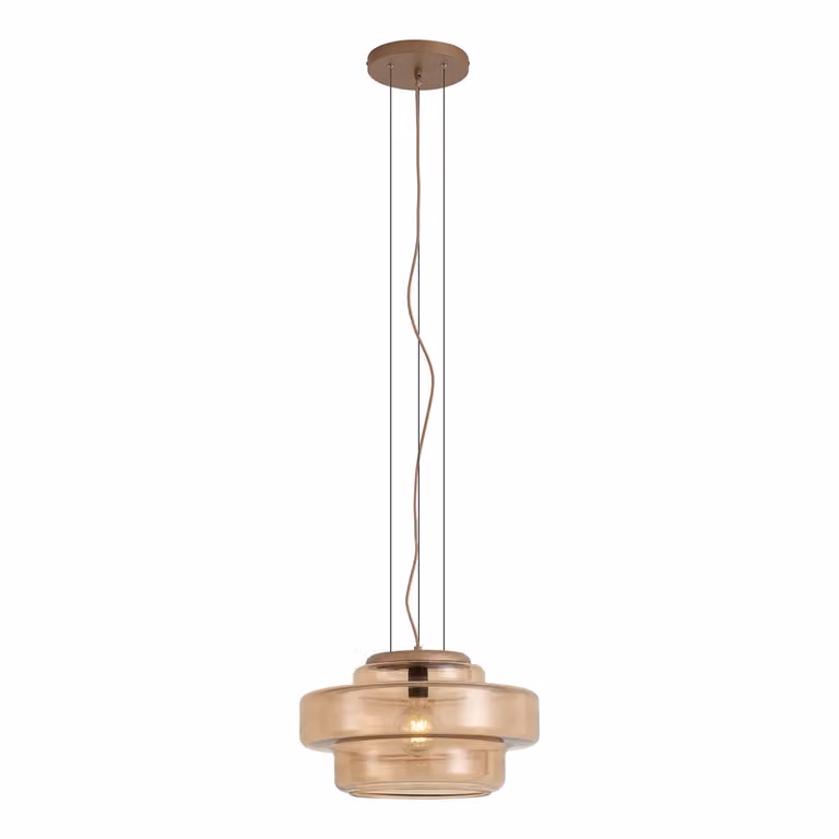 Qazqa Retro hanglamp brons met glazen kap en E27 fitting