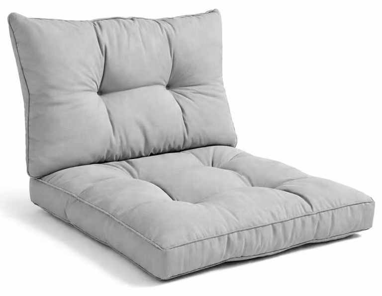 Beautissu XLuna loungekussens set van 2, lichtgrijs, voor buiten gebruik, B/D/H: 70 x 70 x 10 cm en 70 x 40 x 12 cm