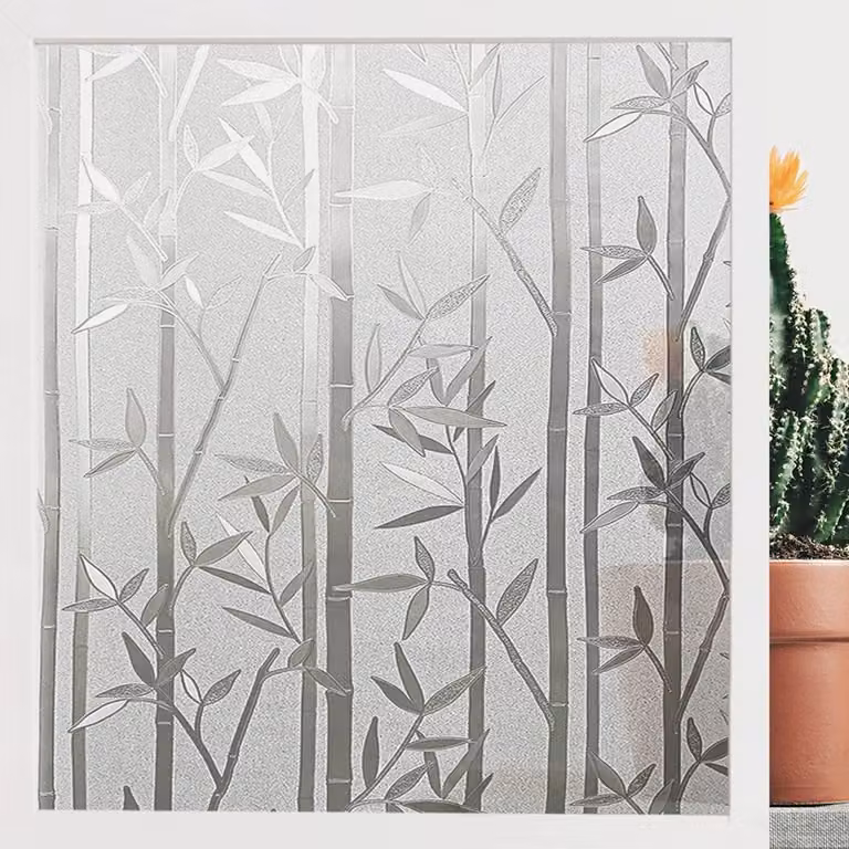 Zelfklevende Raamfolie met Botanisch Bloemenpatroon, Grijs, Breedte: 44,5 cm, Hoogte: 200 cm
