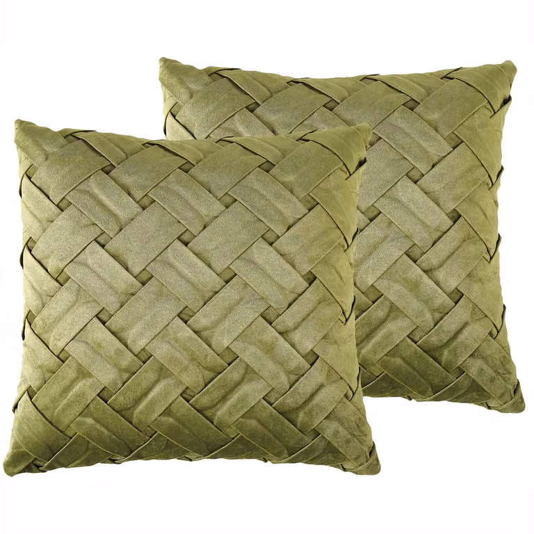Narcissus Sierkussens set van 2 Olijfgroen Fluweel 43 x 43 cm
