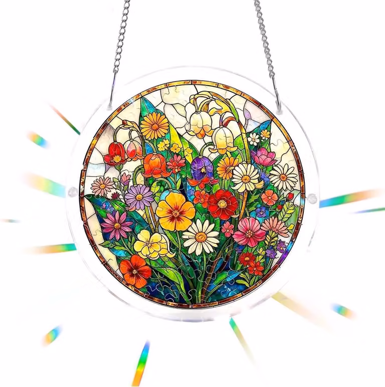 Kleurrijke Wanddecoratie Regenboogvanger van 2D Plat Acryl voor het Verlichten van je Kamer, ca. 20 cm