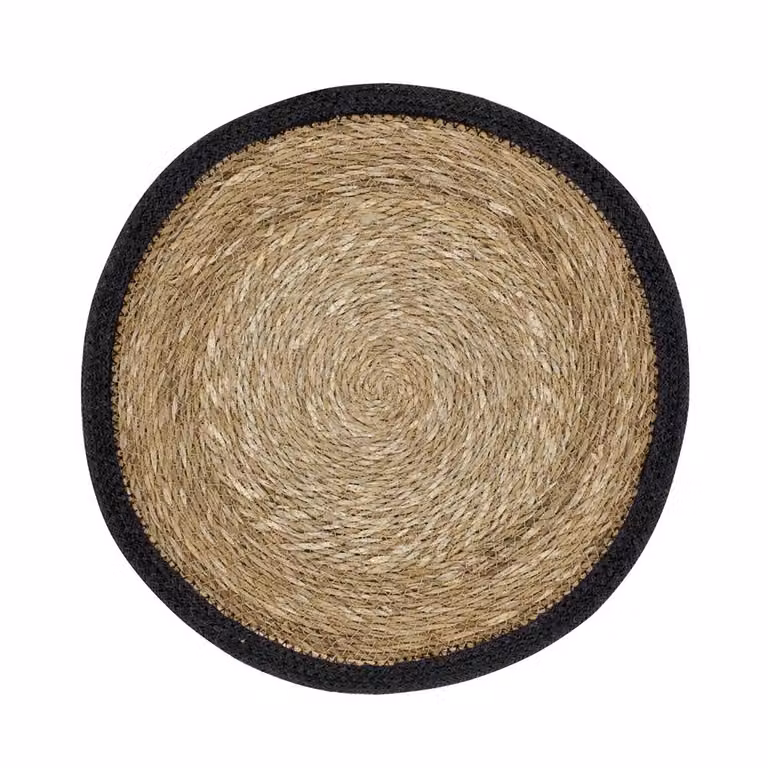 Dixie Emil placemat rond naturel-zwart
