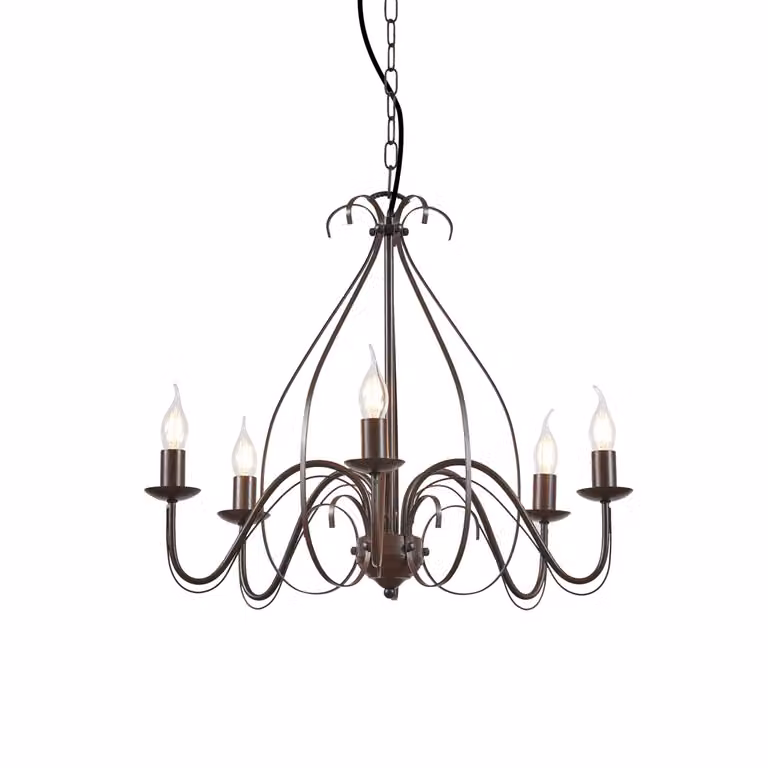 QAZQA Giuseppe Klassieke Italiaanse kroonluchter - 5 Lichts - Bruin - Ø60 cm