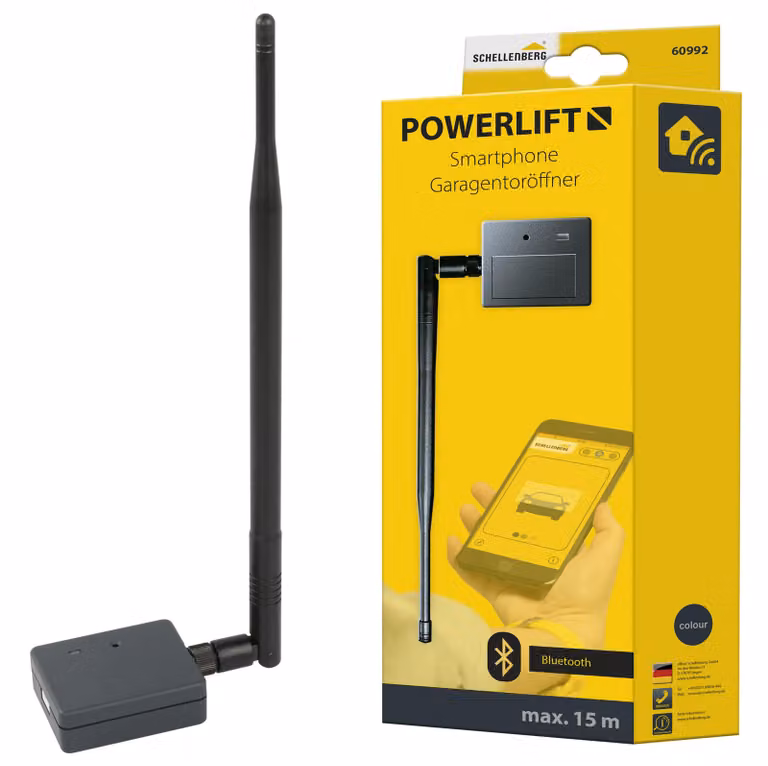 Schellenberg Powerlift smartphone-bediende garagedeuropener met LED en USB-kabel