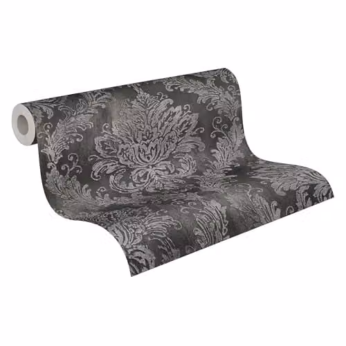 A.S. Création Vliesbehang History of Art Floral Ornament Grijs Zwart B: 53 cm, L: 10,05 m