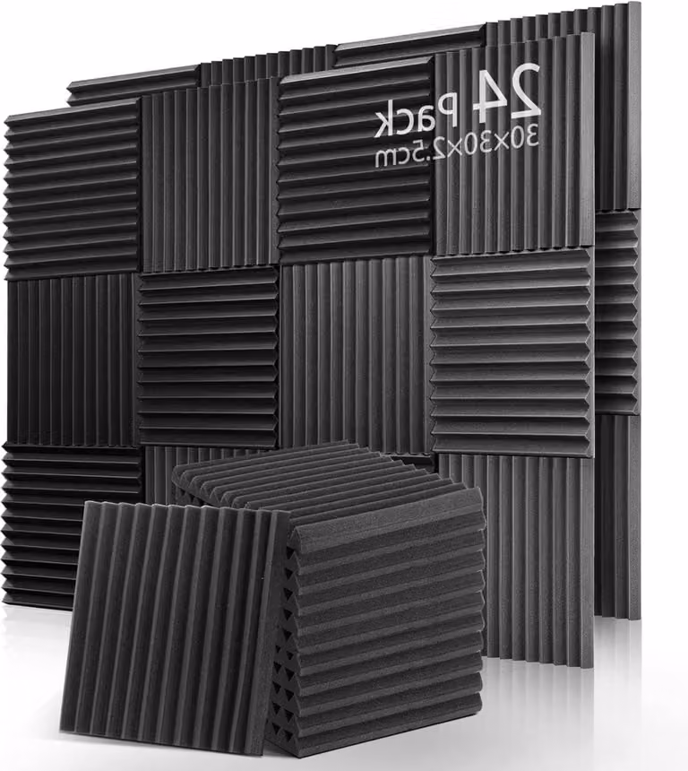 24 Stuks Geluidsdempende Panelen - Zwarte Akoestische Schuimmatten voor Echoreductie - B/D/H: 30 x 30 x 25 cm