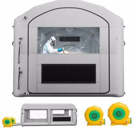 VEVOR Opblaasbare Spuitcabine Grijs met 550W & 750W Ventilator en Actieve Koolstoffiltratie, B/D/H: 6 x 3 x 2,5 m