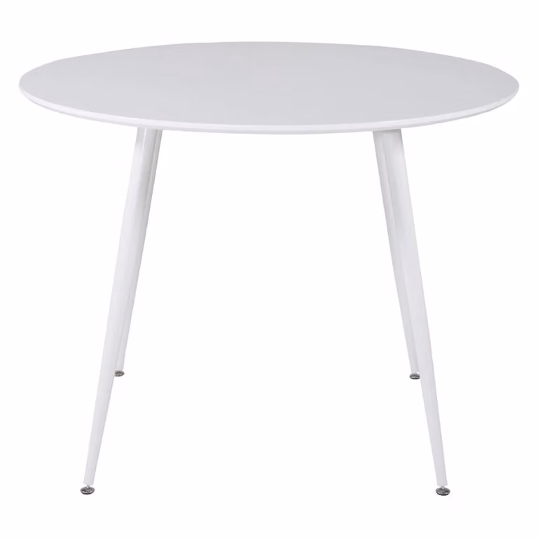 QUVIO Ronde Eettafel met Witte Top en Witte Poten - Diameter: 100 cm