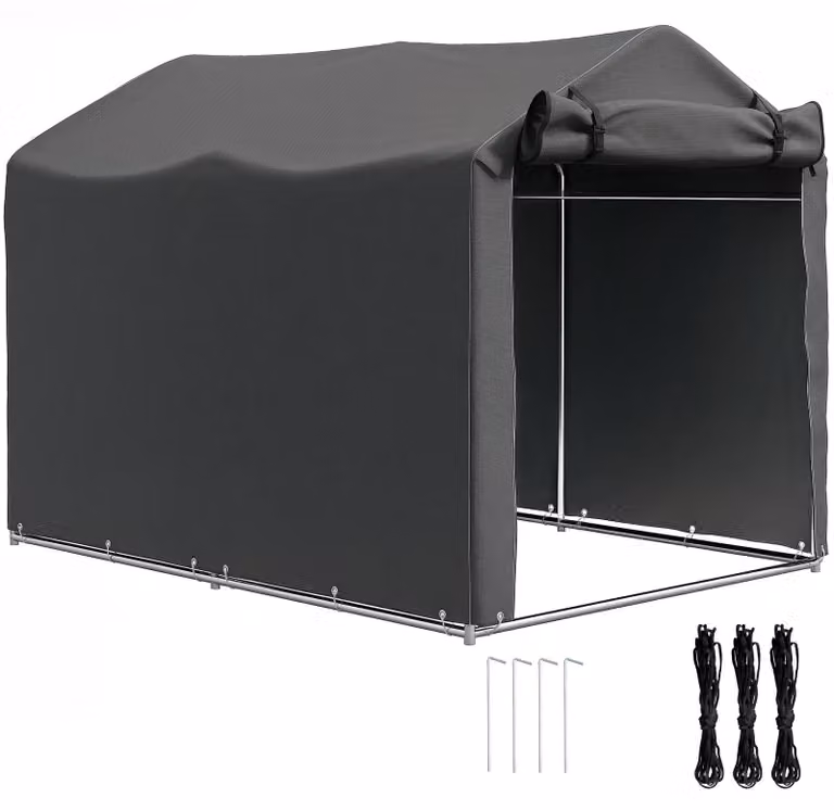 MH Handel GmbH Garagetent met deur, waterdicht en UV-bestendig, donkergrijs, B/D/H: 220 x 157 x 165 cm