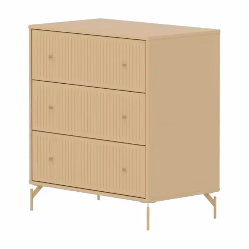Flexa SAGA ladekast met 3 laden en gegroefde fronten, zandbeige, B/D/H: 75 x 45 x 84 cm
