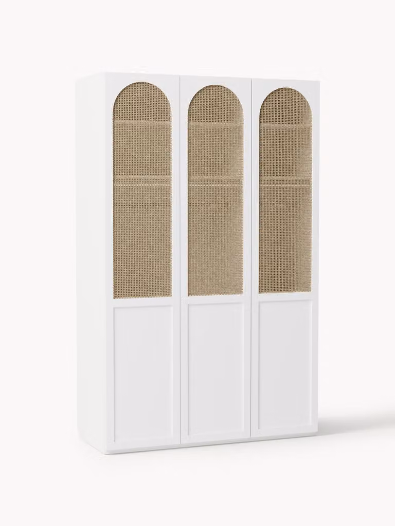 Westwing Collection Modulaire draaideurkast Jeanne met rattan en houtlook, Breedte: 150 cm, Hoogte: 236 cm