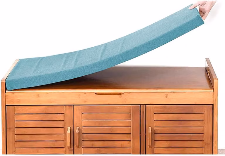 Blauw Tuinbank Kussen met Anti-slip Ontwerp en Bindkoord - B/D/H: 60 x 30 x 4 cm