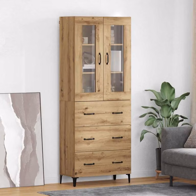 vidaXL Hoge kast Artisan-eikenhout, B: 69,5 cm, D: 34 cm, H: 180 cm