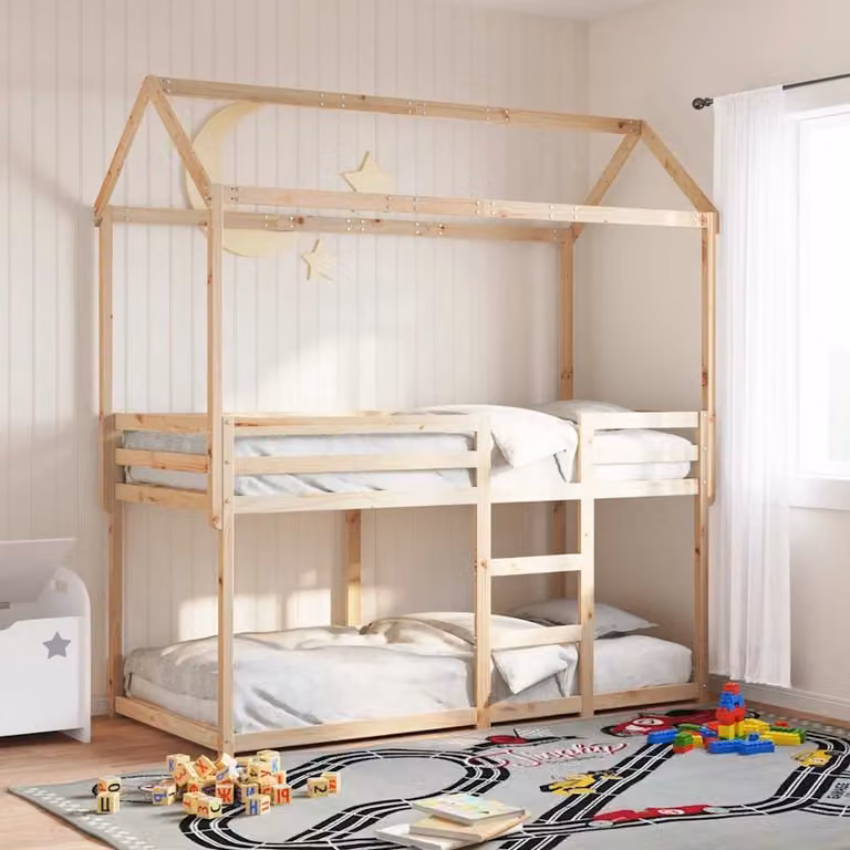 vidaXL Stapelbedframe van massief grenenhout voor kinderen, 90 x 190 cm