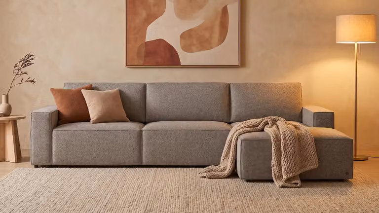 BRUNO® Lounge hoekbank Aurora Taupe met opbergruimte en logeerbed