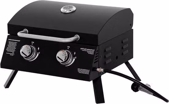 Outsunny Gas BBQ Grill Tabletop Barbecue voor in de tuin, Zwart, B/D: 55 x 46.5 cm