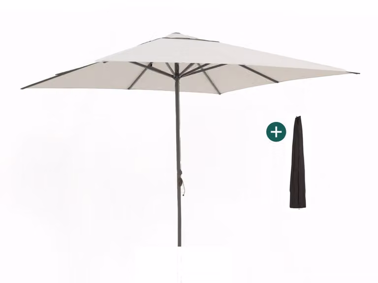 Parasol Shadowline Cuba Grijs Vierkant B/D: 350 x 350 cm inclusief hoes