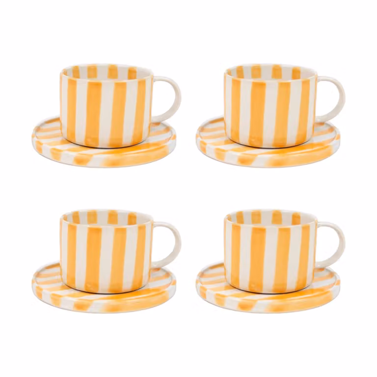 Olsson & Jensen Monica kop met schotel 4-pack - Geel