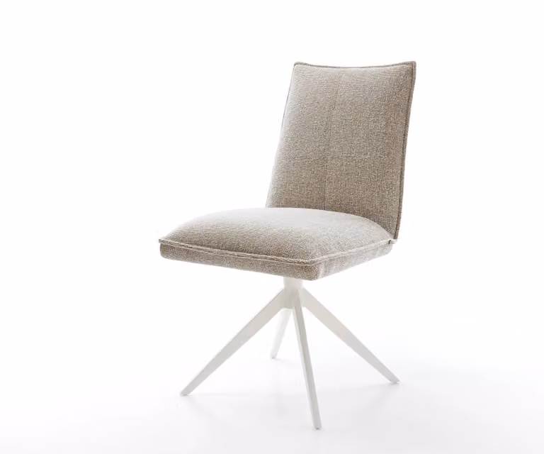 DELIFE Draaistoel Lelio-Flex beige geweven stof met wit kruisframe en 360 graden draaibaar functie