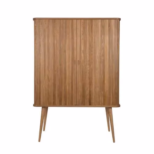 Zuiver Wandkast Barbier met Glazen Deuren en Massief Hout