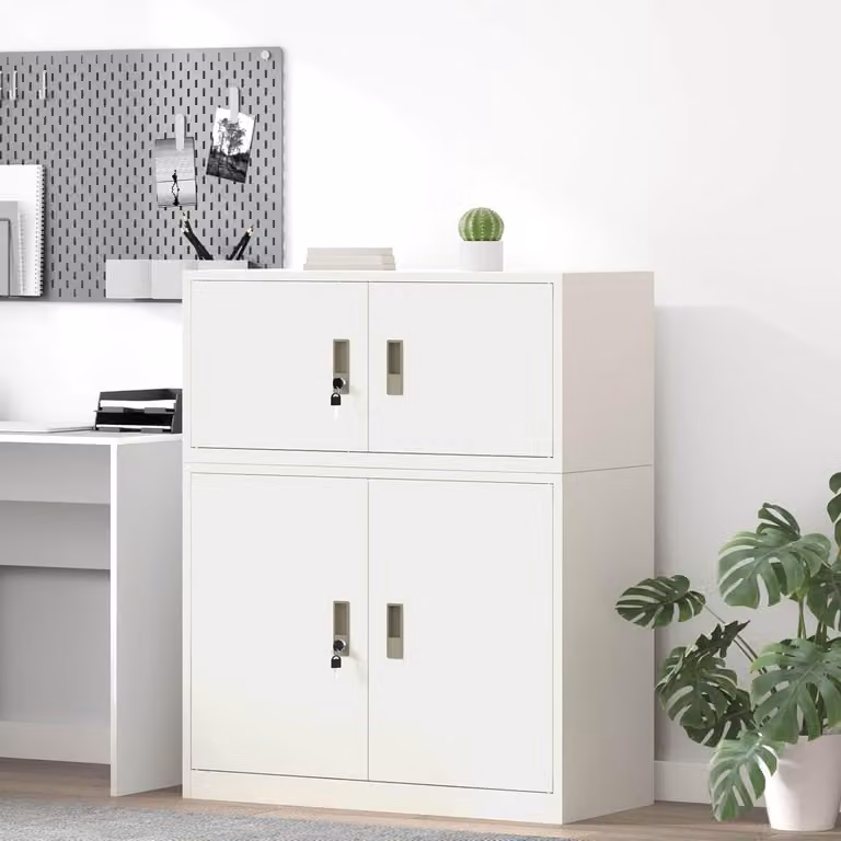 Wit metalen archiefkast voor documentenopslag met afsluitbare deuren, B/D/H: 90 x 40 x 40 cm