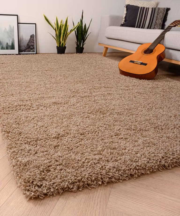 Tapeso Shaggy Grand hoogpolig vloerkleed beige 240 x 340 cm